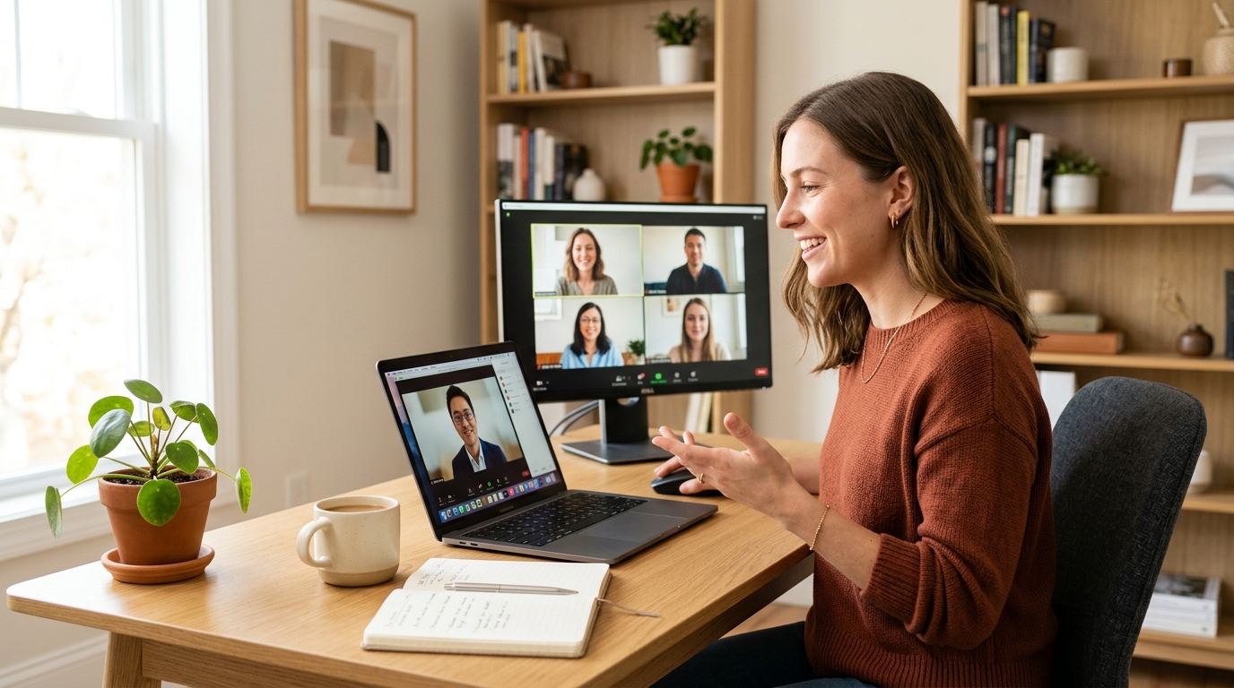 Collaborazione da remoto tra assistente virtuale e cliente aziendale in videochiamata